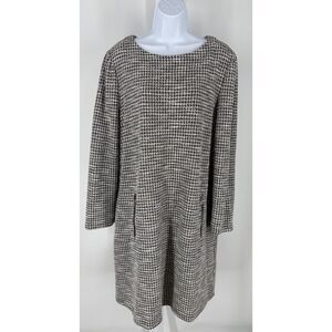 GAP Houndstooth Shift Black & White Long Sleeve Dress